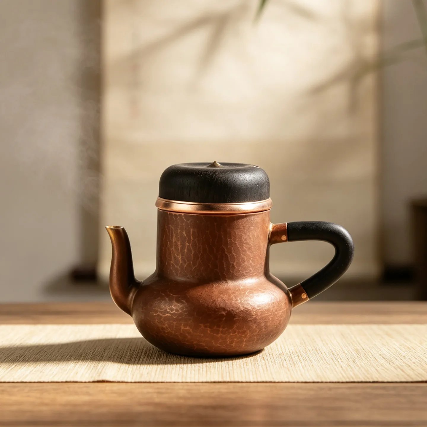 High-grade copper teapot kettle, hand-forged hammer-pattern copper pot, Chinese style