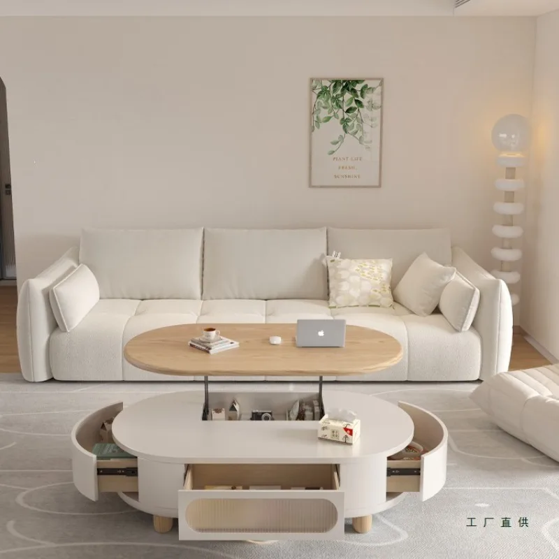

Log cream wind lift coffee table dining room living room household small apartment