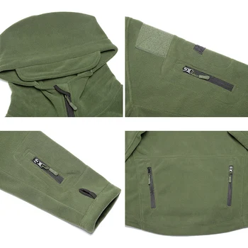 Winter Tactical Fleece Jacket Men Warm Polar Outdoor Hoodie Coat Multi-Pocket Casual Full Zip Sport Hiking Jacket 6