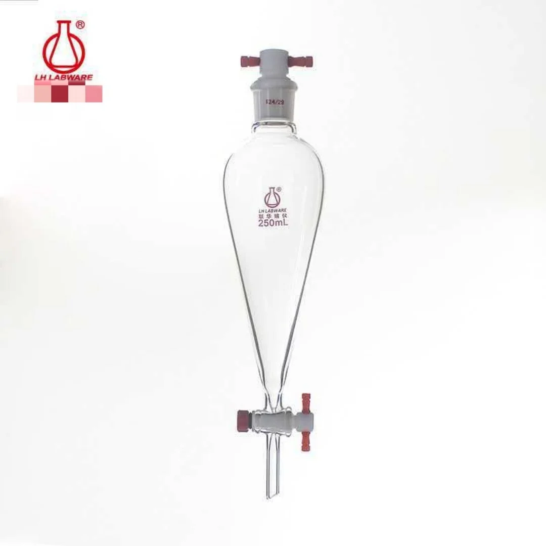 Glass pear shaped separating funnel PTFE piston 60/100/125/250/500/1000/2000ml