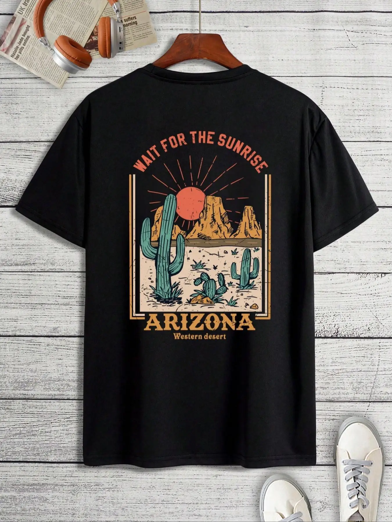 

Arizona Graphic T-Shirt Men Women Retro Desert Sunrise Print Wild & Free Outdoor Casual Streetwear Tee S-3XL