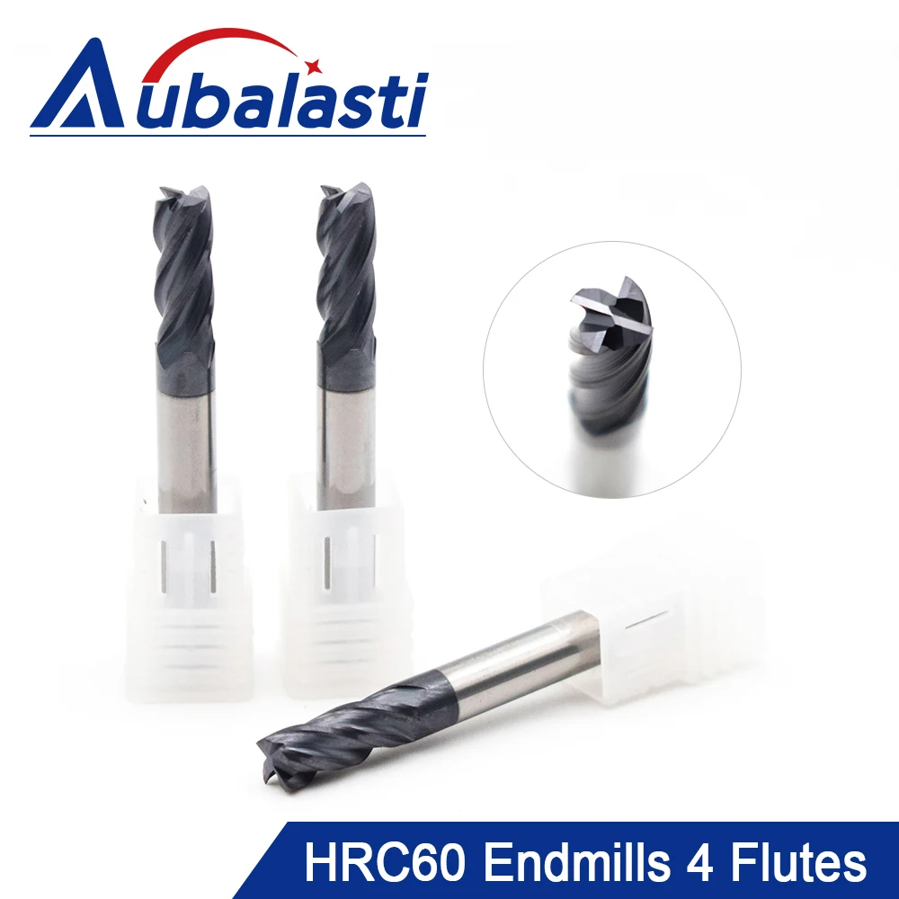 

Aubalasti HRC60 4 Flutes Solid Carbide End Mill Milling Cutter CNC Router Bits Tools CNC Milling Cutter Bits for Metal Cutting