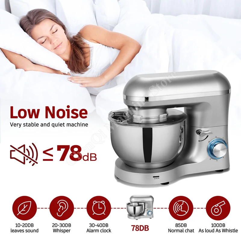 Deegmixers 1400W Stand Mixer Professionele keuken Voedselblender Crème Garde Taartkom Metal Gear Chef Machine