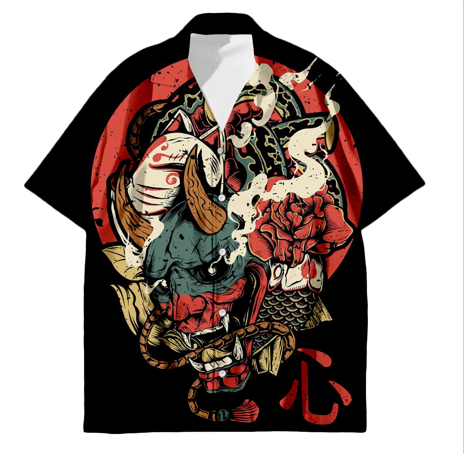 Homens e mulheres Samurai 3D tatuagem camisa estampada, camisa moda verão, streetwear vintage casual, blusa manga curta, roupa de homem