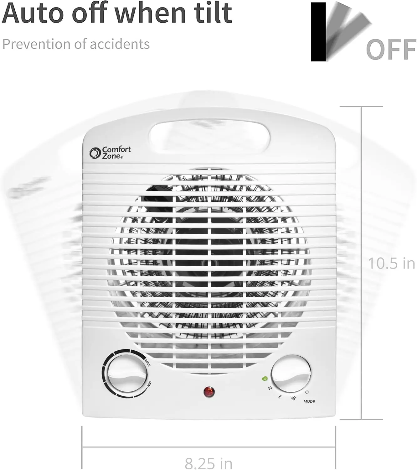 Portable Indoor Space Heater 1500W, Fan Forced with Adjustable Thermostat, Overheat Protection, Tip-Over Switch, Cool Housing –