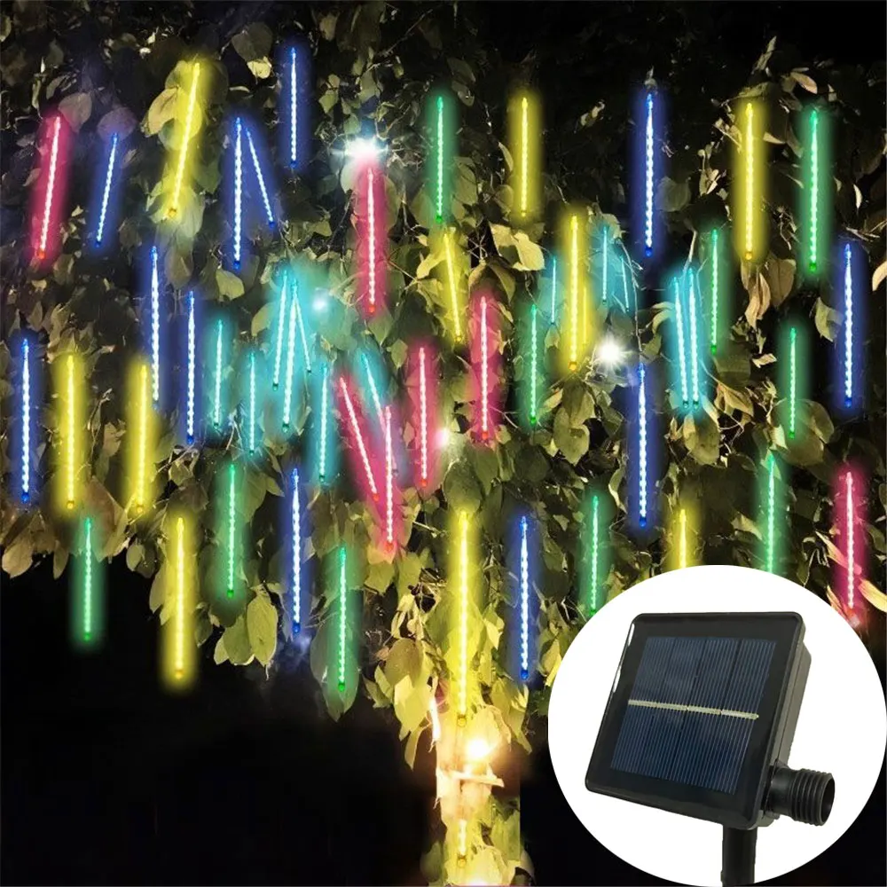 

50/30CM Solar LED Meteor Shower Rain Lights Holiday String Lights 8 Tubes Christmas Tree Decorations Ornaments Wedding Decor