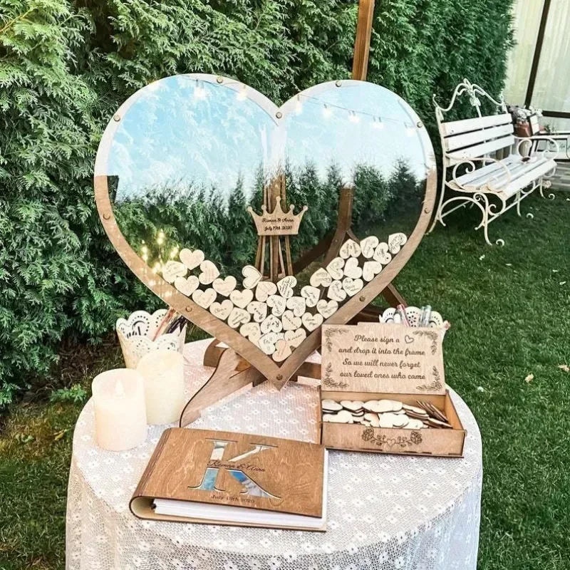 

Wedding Guest Message Box Heart Shaped Frame Hearts Drop Boxes with Guestbook Party Event Decor Supply Anniversary Wedding Gifts