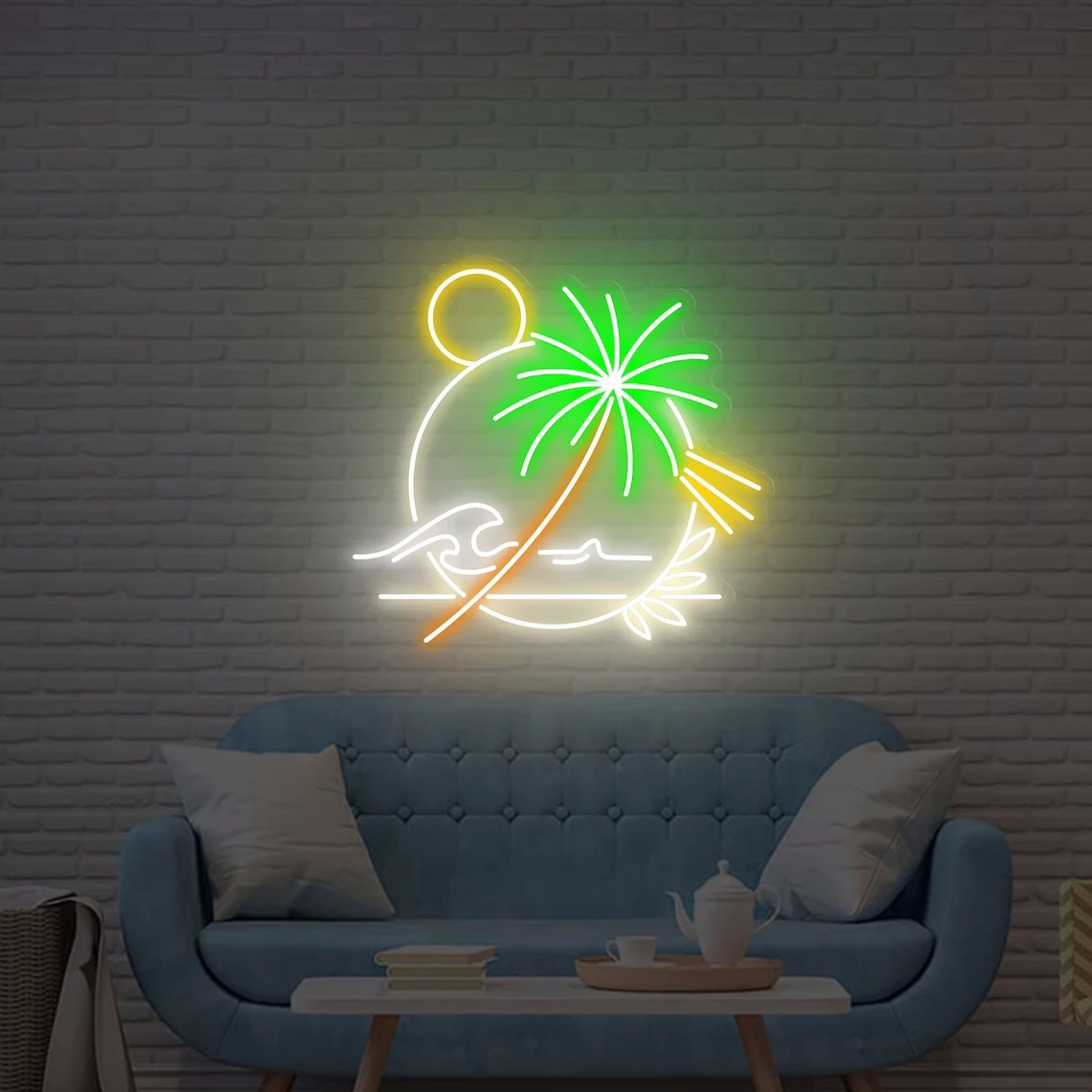 Imagem -06 - Neon Sign Palm Tree Wave Wall Art Sinal de Néon para Quarto de Criança Quarto Claro Jogo