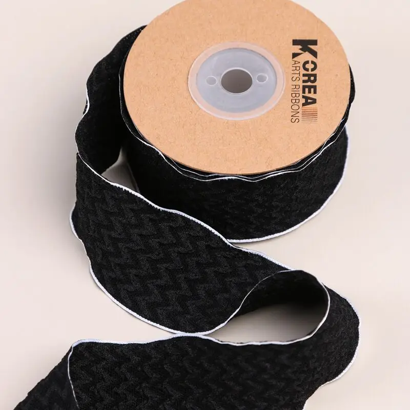 9 Yards 25MM40MM Black White Embossed Ribbon DIY Handmade Material Headwear Hair Bow Shoes Clothing Accessories Crafts belt home