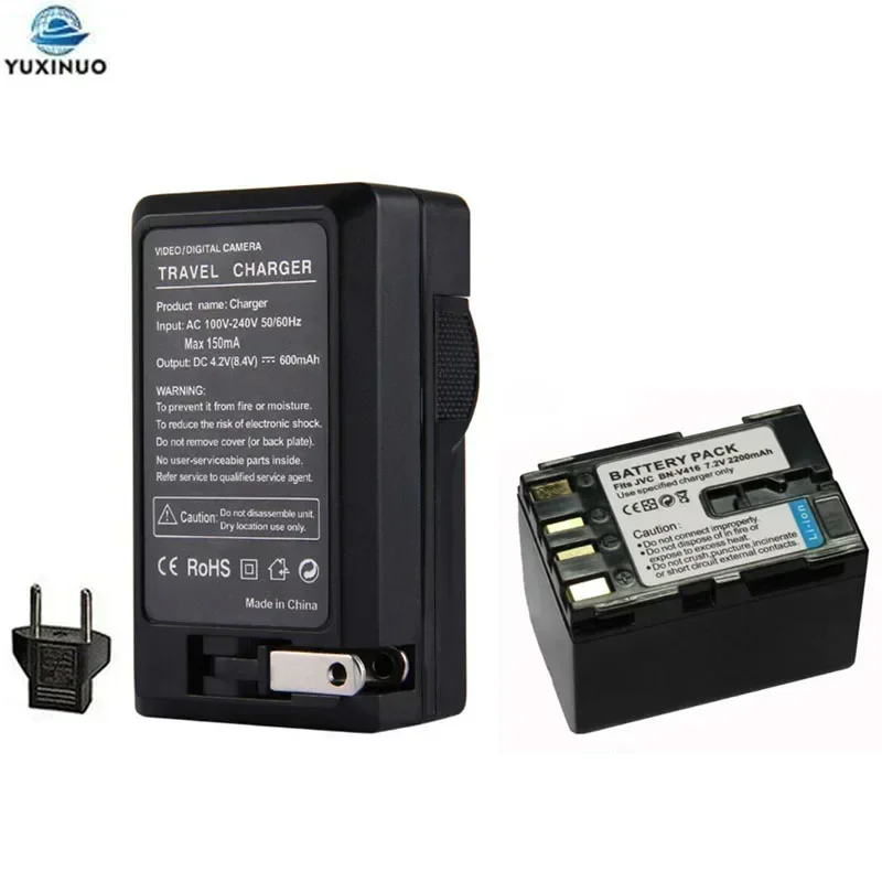 2200mAh BN-V416 V416U BNV416 Battery + AC Charger For JVC BN-V408 V408U V408US V428 V428U V428US GR-D93 GR-D94 GR-D220 GR-D225