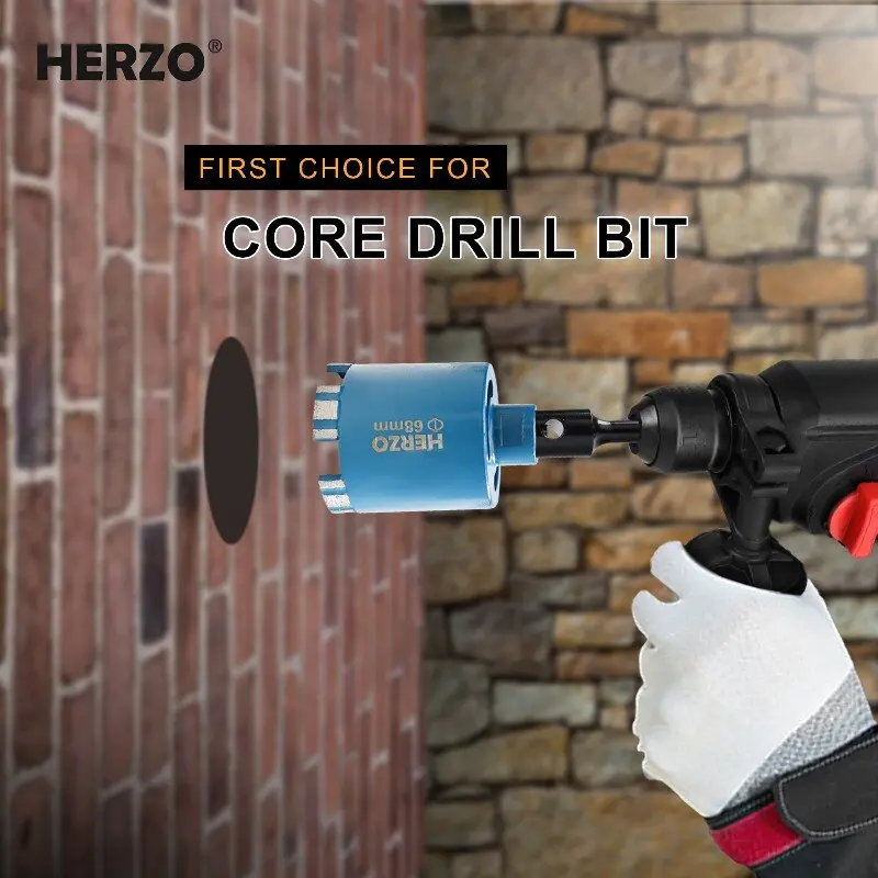 HERZO M16 Thread Diamond Drilling Core Bit 68mm Drill Bit Hole Opener For Masonry Brick Poroton Plaster Stone For Hammer Drill