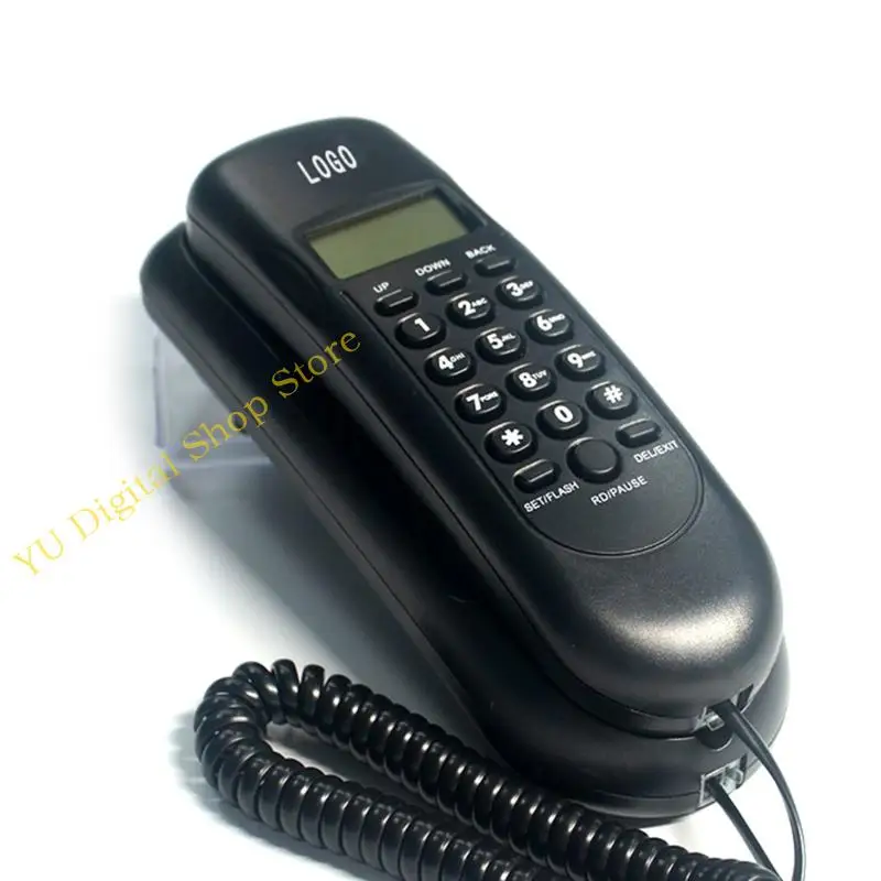 96BA Corded Phone LCD Display Last Number Redial Desktop & Wall Mount Fixed Telephone
