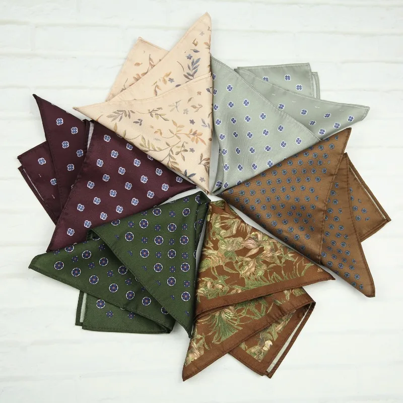 Retro Wine Red Handkerchief Paisley Floral Printed Pocket Square Towel for Mens Business Gentlemen's Clothing Accessories