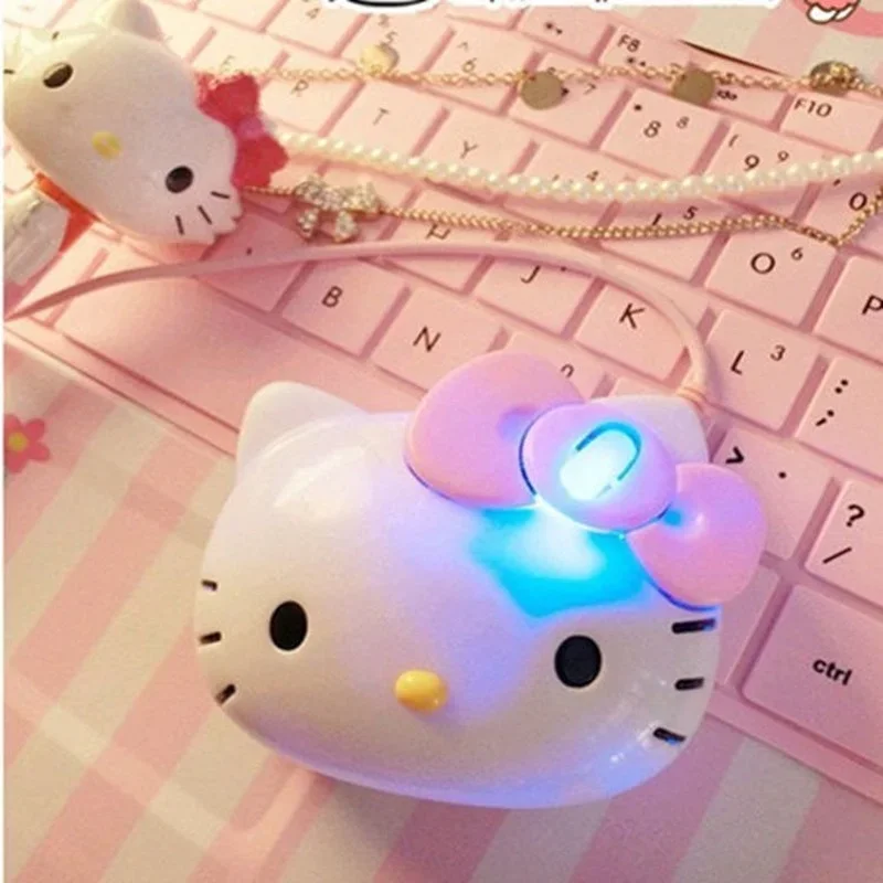 Sanrio Hello Kitty Mouse da gioco cablato USB simpatico Mouse ottico muto per Computer nuovo Mouse Gamer Anime per PC Desktop Notebook portatile