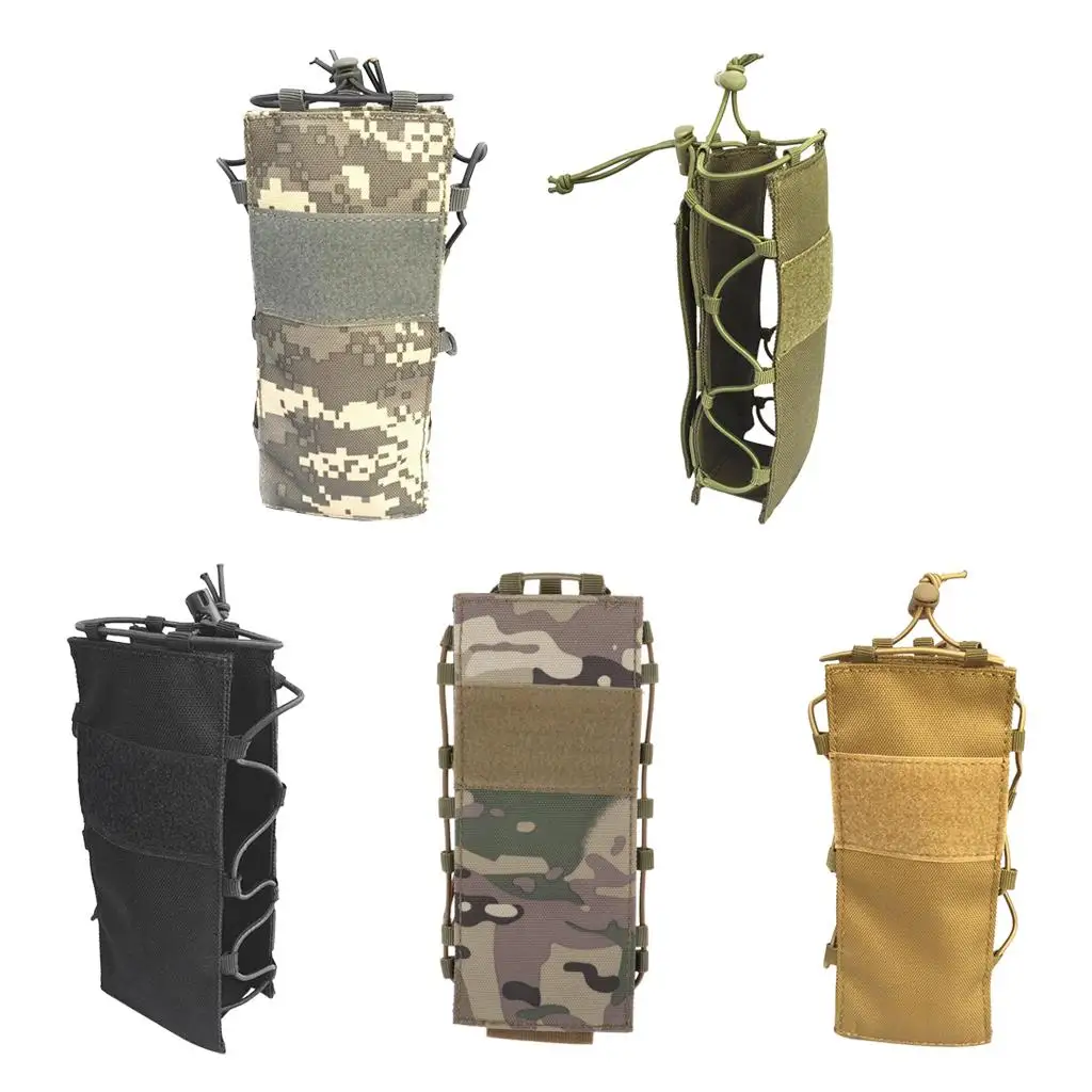 Adjustable Camping Hunting Molle Travel Water Bottle Flask Pouch Carry Bag Holder for Outdoor Sports