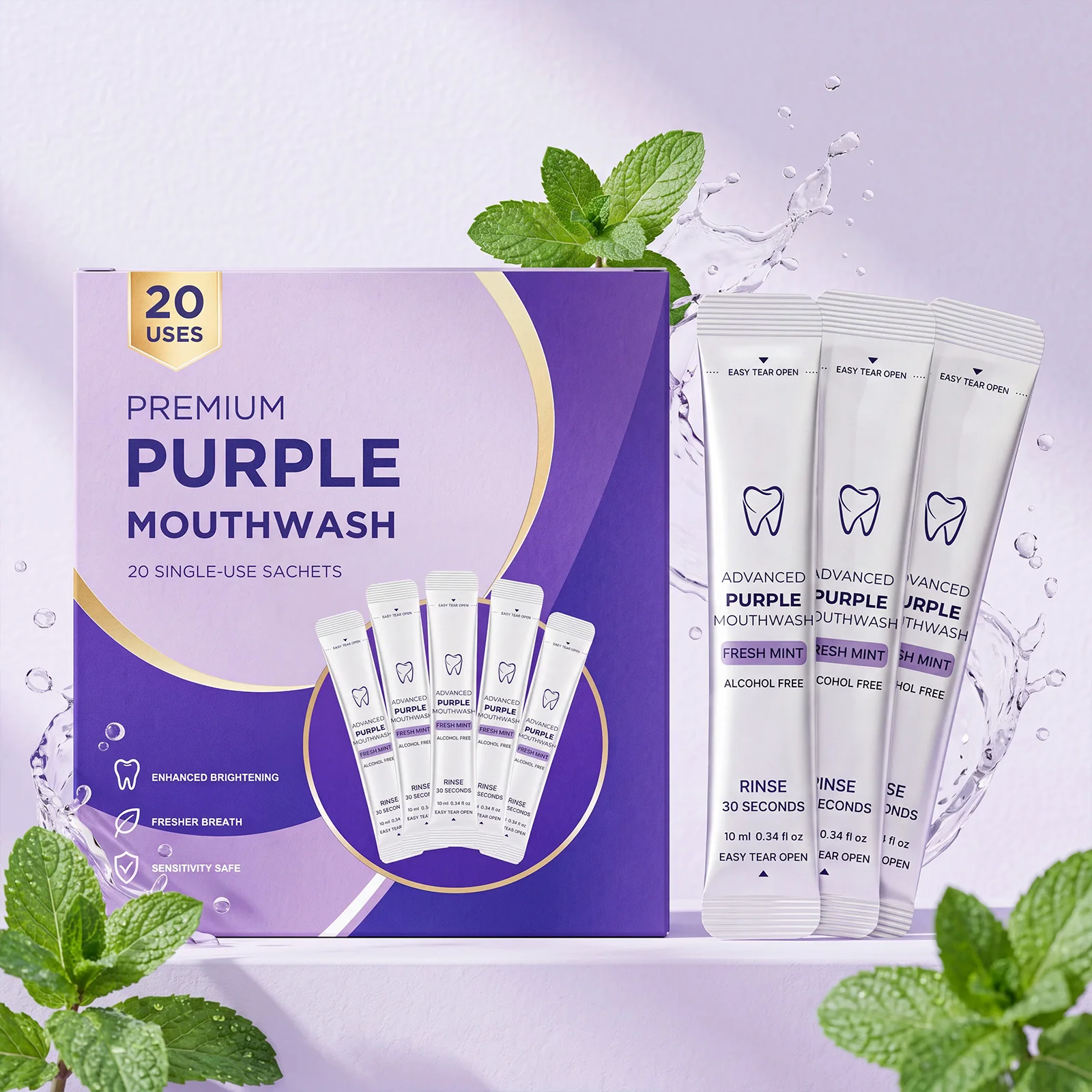 20/40 Pack Purple Mouthwash Fo - Teeth Whitening Gum review and price