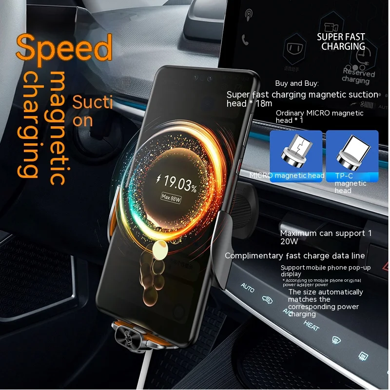 15W Transparent Wireless Charge Car Mount for iphone 14pro 14 13 12 Qi Fast Phone Charger Air Vent 360 degree Rotation Holder