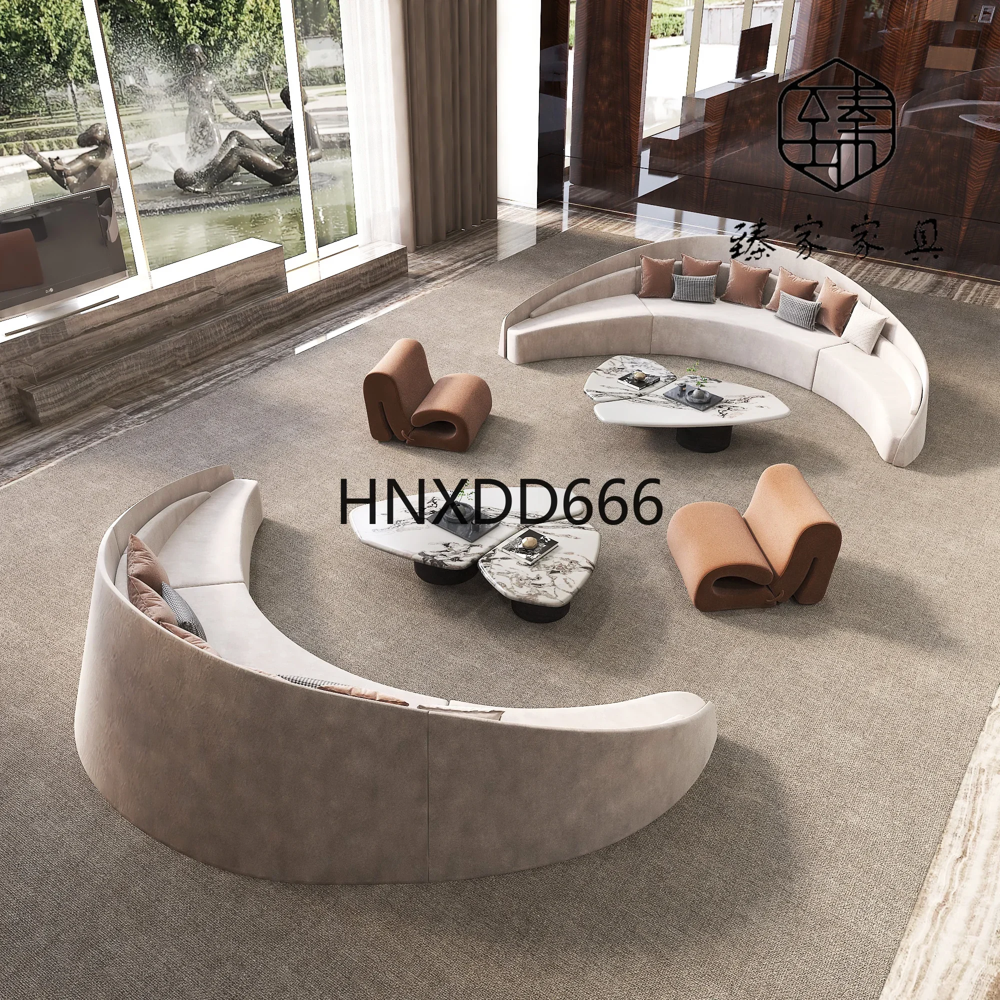 Wabi-sabi Style Hotel Homestay اللوبي الاستقبال أريكة صالون تجميل نادي الراحة التفاوض منحني أريكة مكتب أثاث مخصص