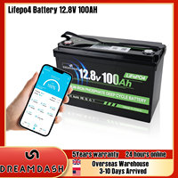Dreamdash 12V 100Ah LiFePO4 Lithium Battery with Bluetooth Built-in 100A BMS Grade A Cells 1280Wh Energy For RV Boat Solar