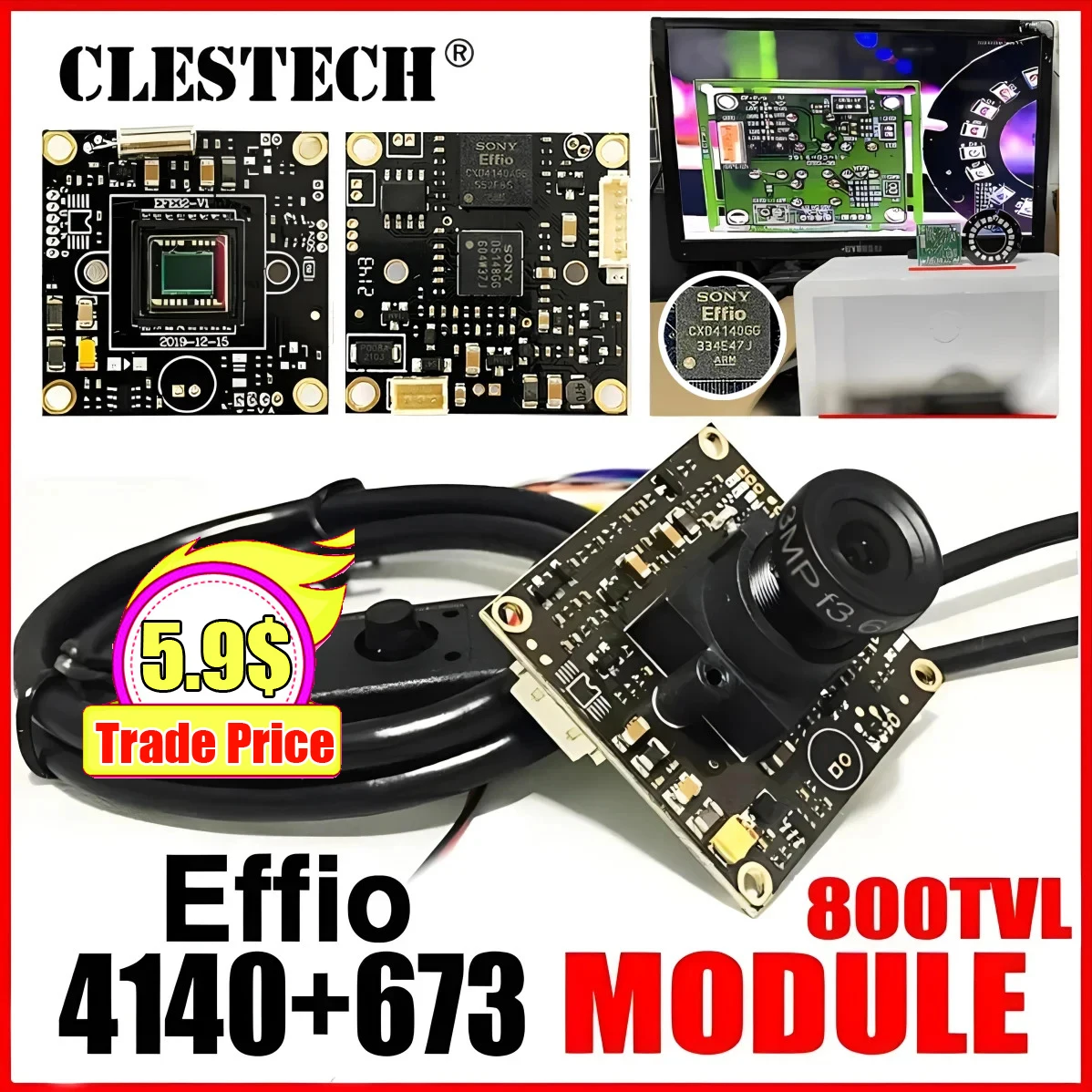 CLESTECH Camera 4140 673 800TVL Module 1/3\