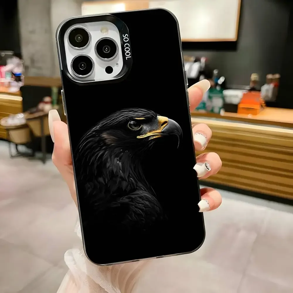 Birds COOL Eagle  Phone Case For iPhone 16,15,14,13,12,11,Pro,Max,Plus,Mini,XS,SE Anti Fall Black Matte Hard Bumper