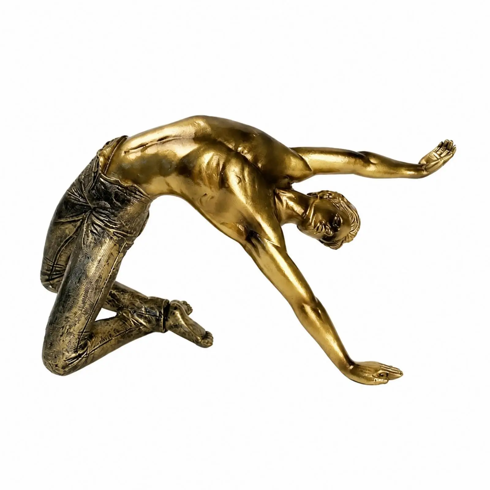 Gold Finish Resin Figurine Sculpture Modern Human Form Statue for Table Decor Artistic Home Accent Piece