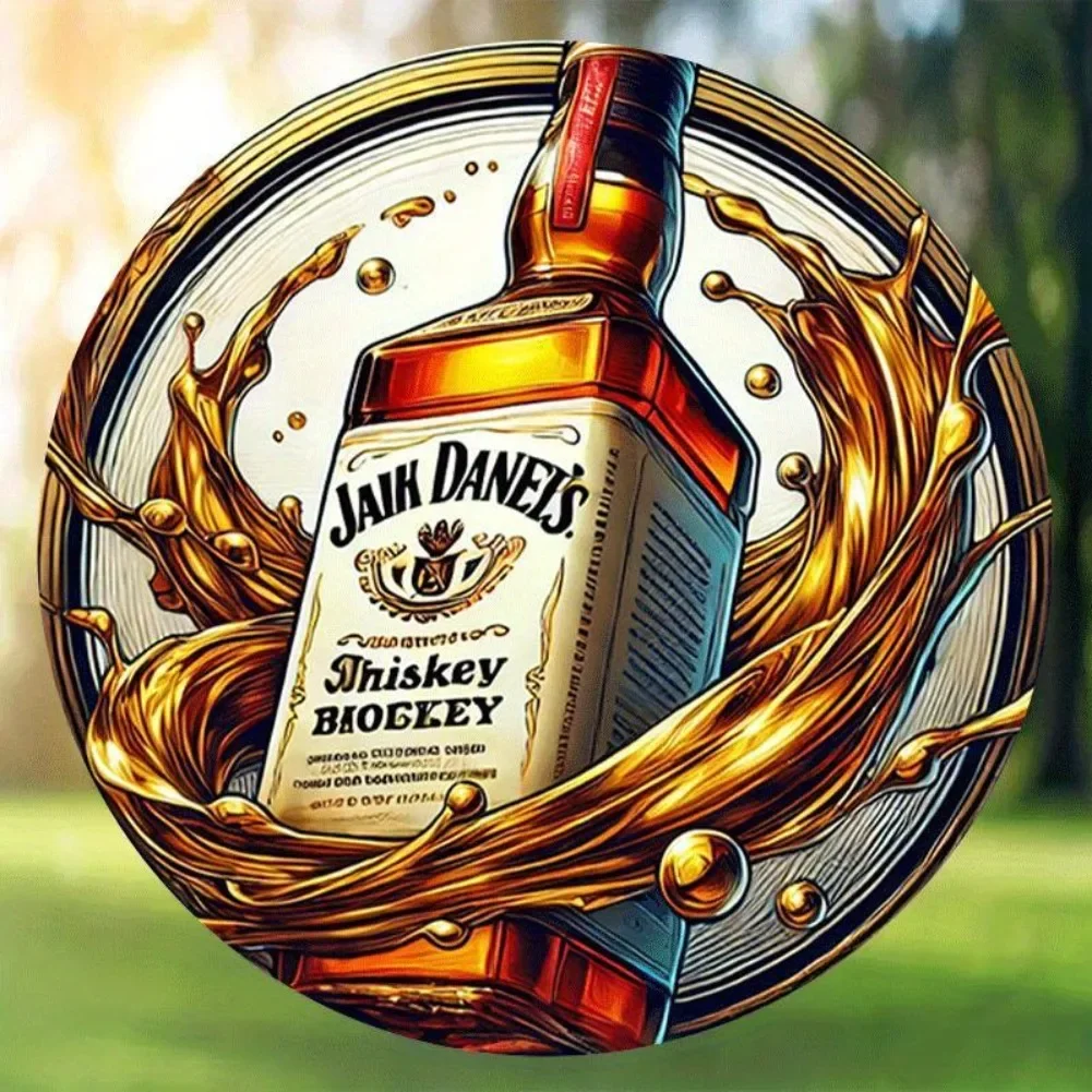 Botella de whisky clásica Vintage plana 2D, letrero de Metal, arte redondo de "Shake's Bioley Kentucky" de 8 pulgadas, 1 ud.