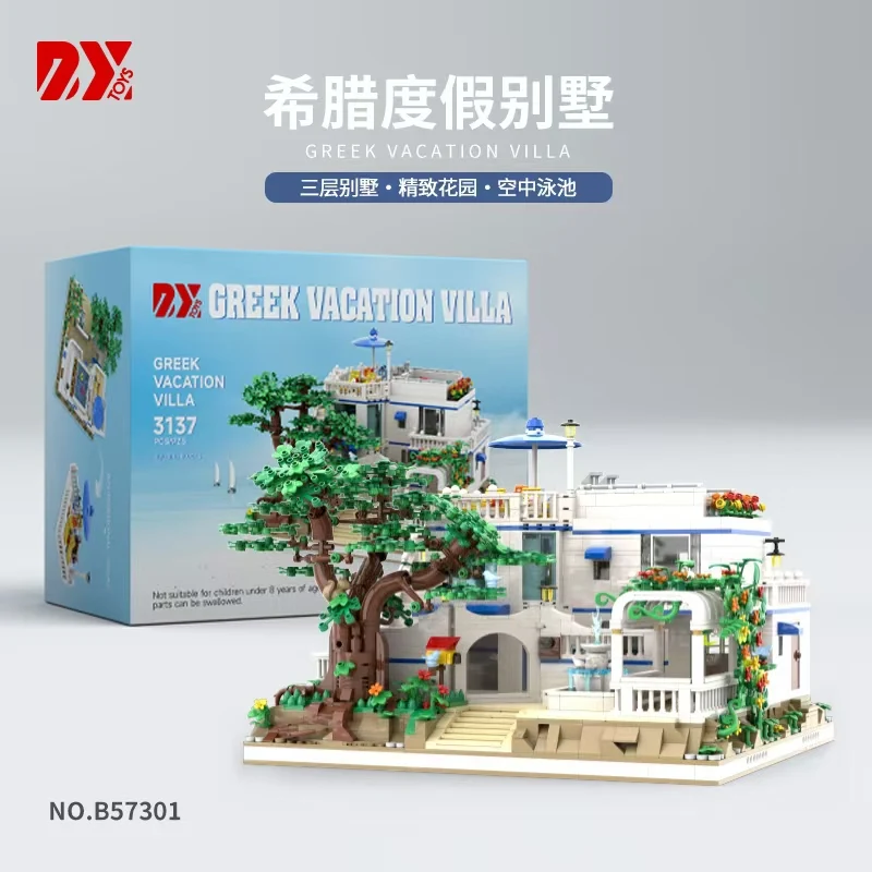 

3137pcs MOC Idea Street View Greece Holiday Villas Building Blocks Bricks Assembling Model Construction Toys for Children Gift