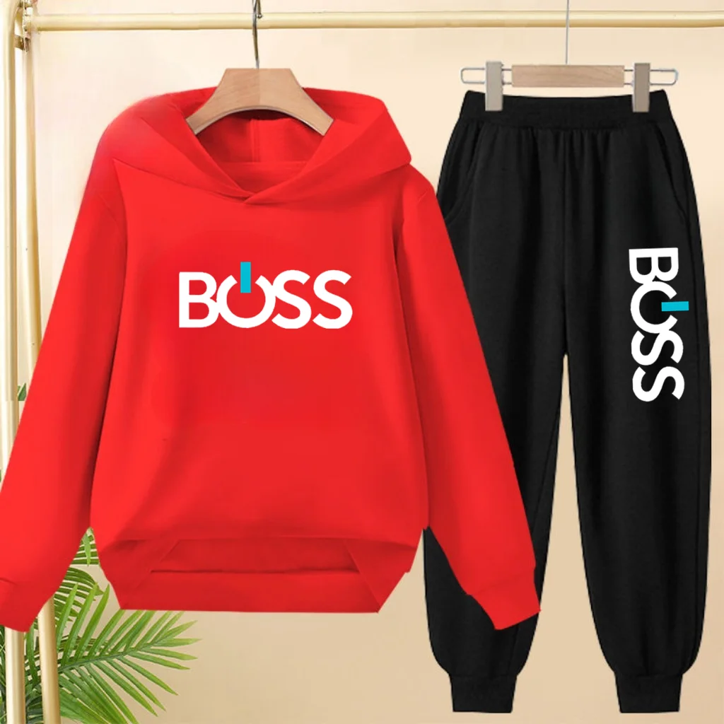 

Children Hoodie Sweatshirt+Pants Two-Piece Set Product Pretty Boys Girls Coat 3-12 Yrs Casual Fashion Letter Clothing Sports Set