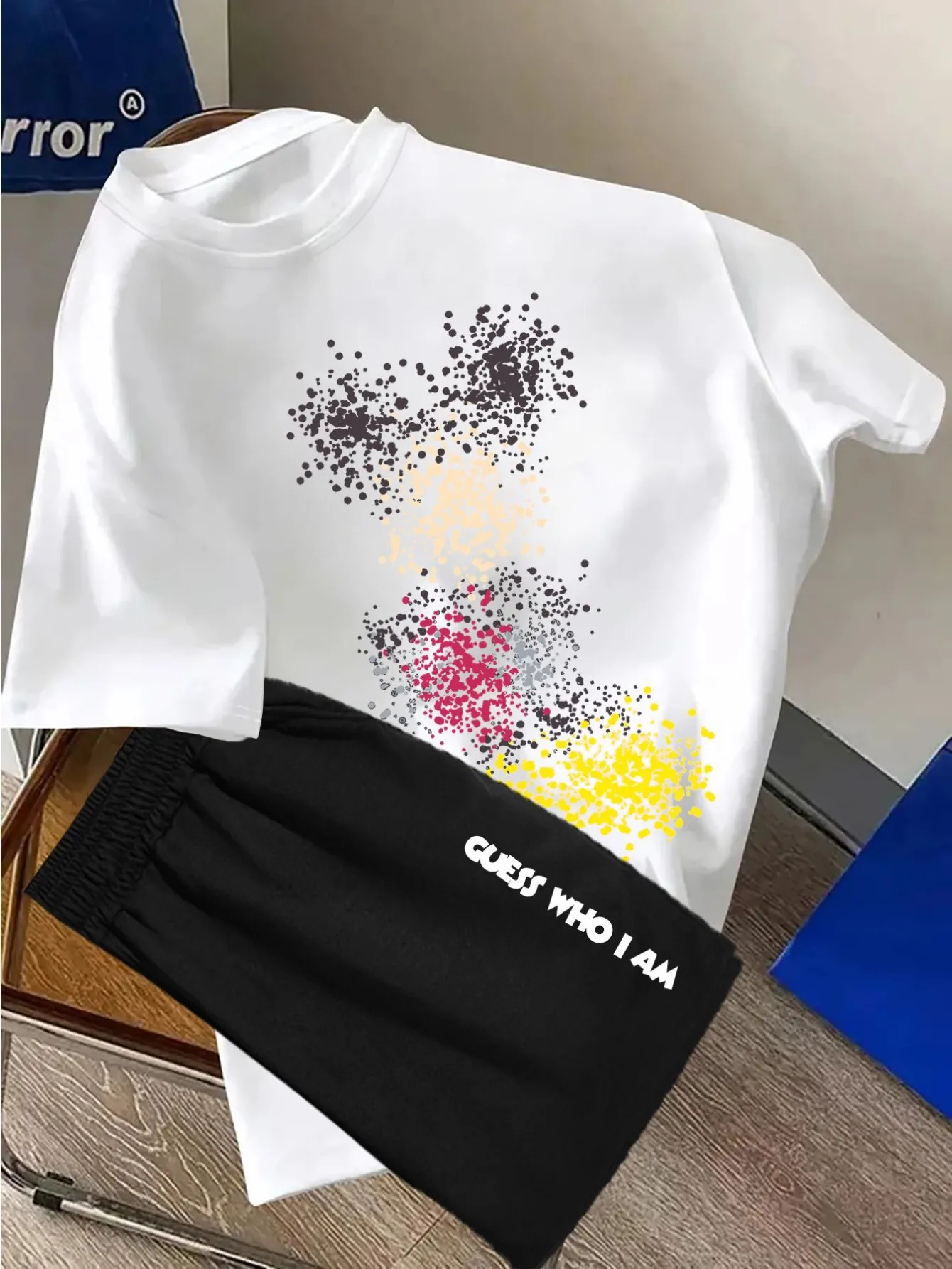 

2-Piece Mickey Mouse Print Men's T-Shirt and Shorts Set Summer Casual Cute Cartoon Short-Sleeve Top Men's Y2K Fashion T-Shirt