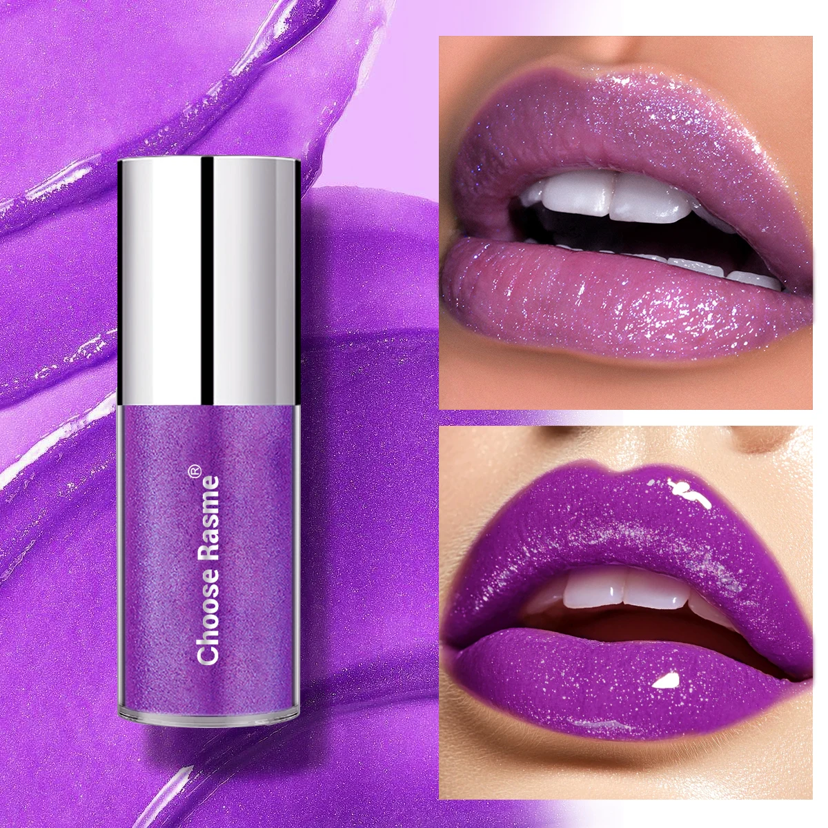 Purple green pearl lip gloss shines with charming lip gloss suitable for dance parties