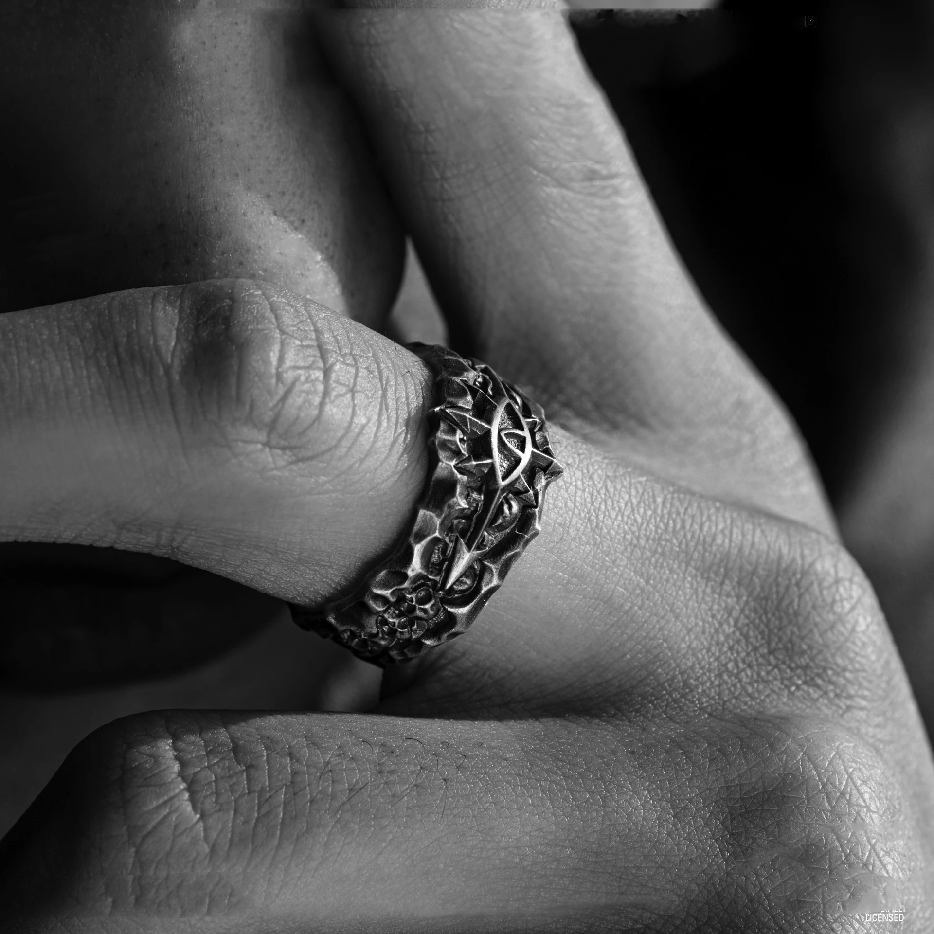 Retro The 13th Black Crusade Adjustable Open Ring For Men Punk 