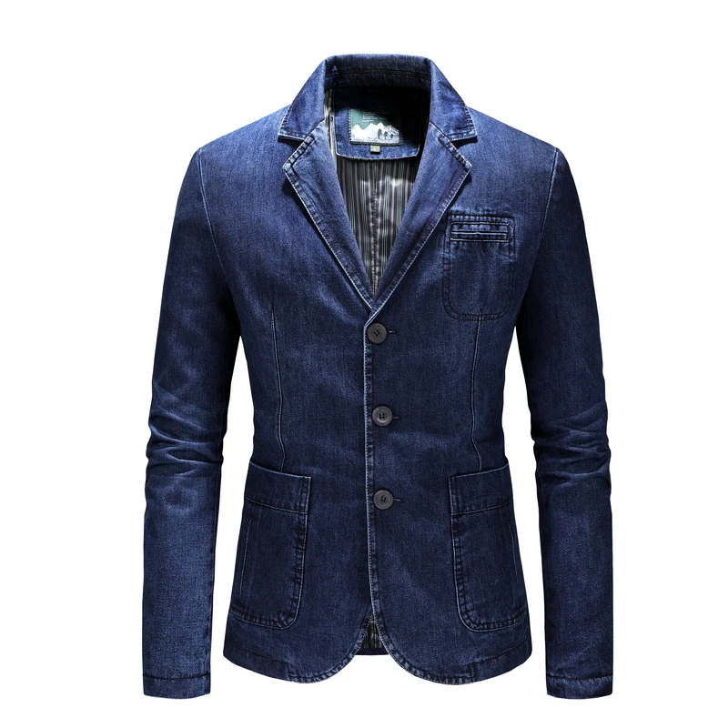 High Quality Men\'s Denim Blazers Male Coat Oversized Spring Autumn Fashion Casual Suit Jacket Men Clothing Outerwear 4xl AGZ01