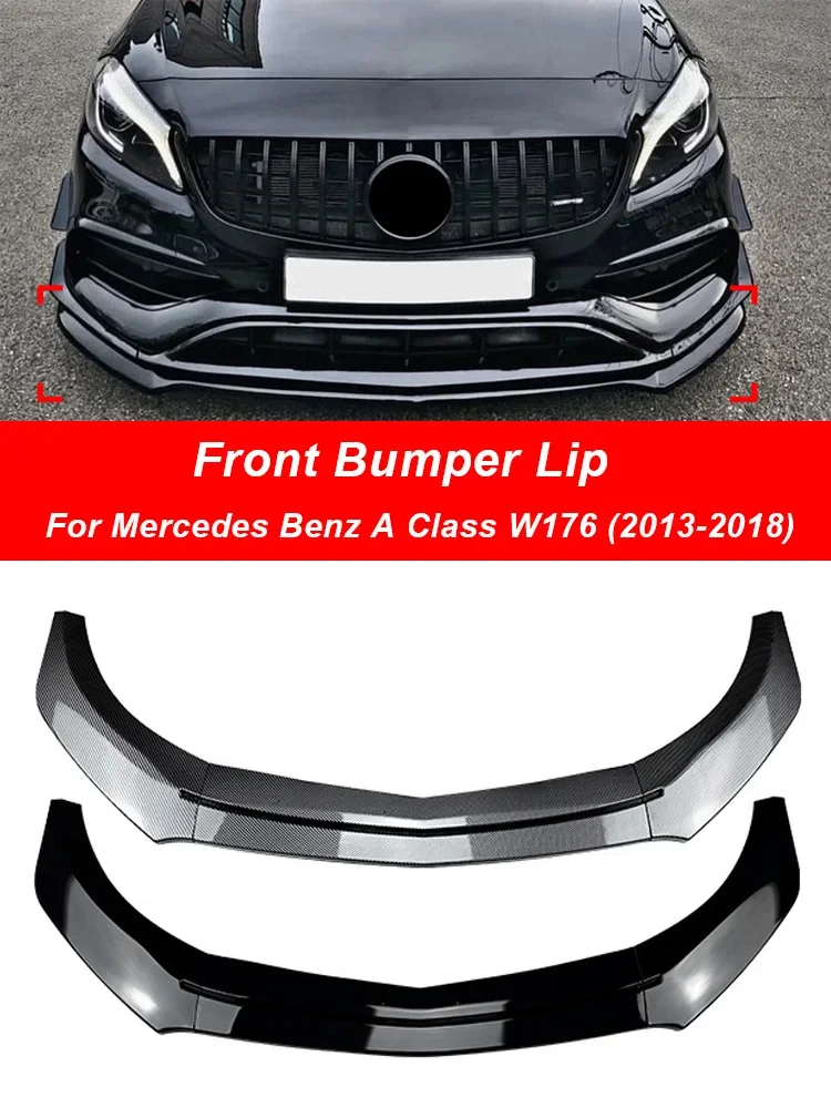 For Mercedes Benz A Class W176 Front Bumper Lip Spoiler Diffuser Splitter 2013 2014 2015 2016 2017 2018 Body Kit A200 A260 A45