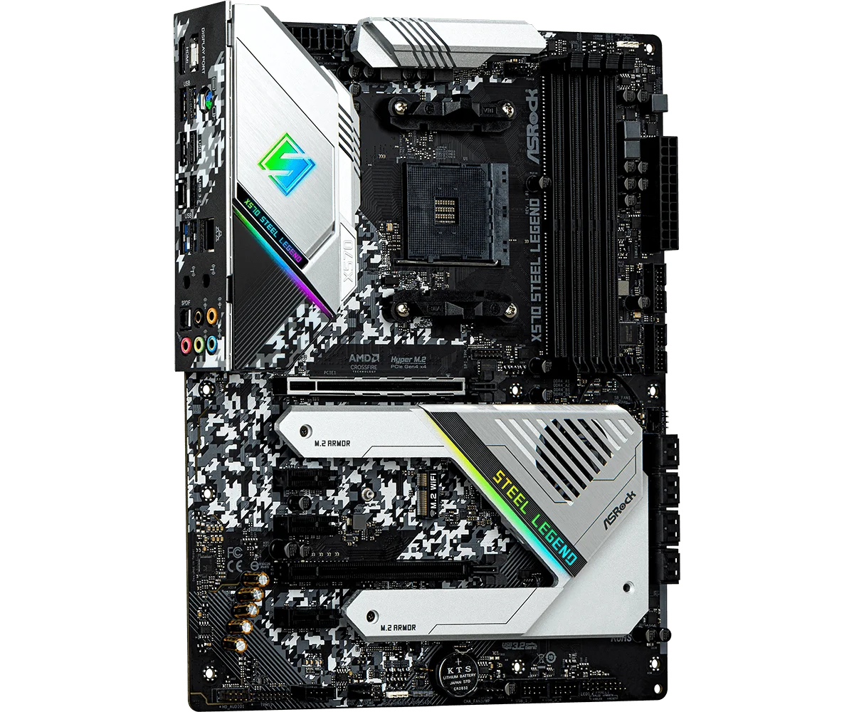 ASRock X570 Steel Legend ＋ Ryzen 7 5800X Placa-mãe ASROCK X570 Steel Legend X570 AMD AM4 para CPU Ryzen 7