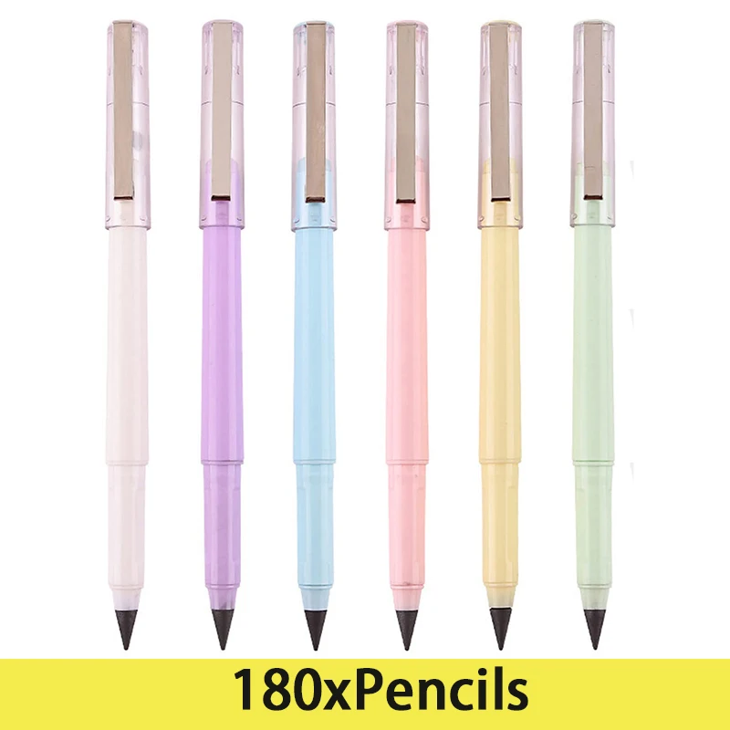 

180Pcs Technology Forever Pencil Free Cut Can Erase Not Easy To Break Lead No Ink Sketch Writing Positive Posture Student Pencil