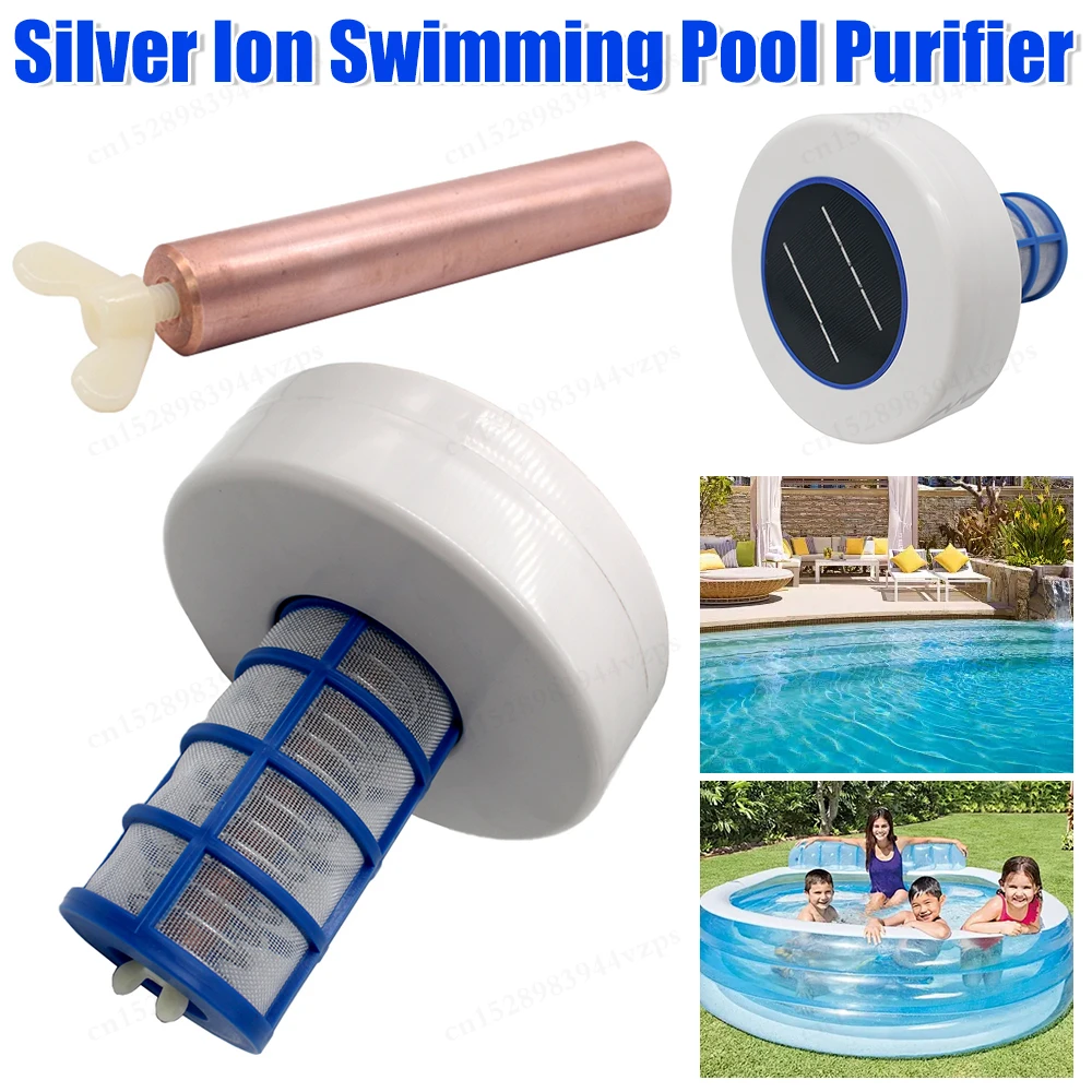 Swimming Pool Ionizer Algae Resistance Copper Silver Ion Pool Ionizer Solar Powered Swim Pool Water Purifier Tub Water Ionizer