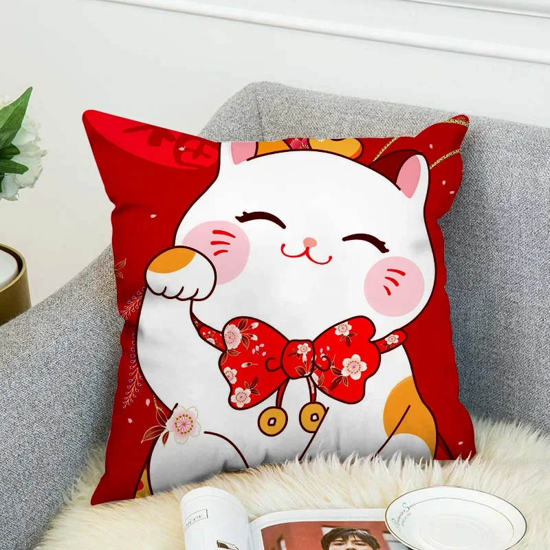 F-fortune Cat Body Pillow Cover 45x45 Cushions Covers Decorative pillowcase for Sofa Car Decoration Pilow Cases Pillowcases