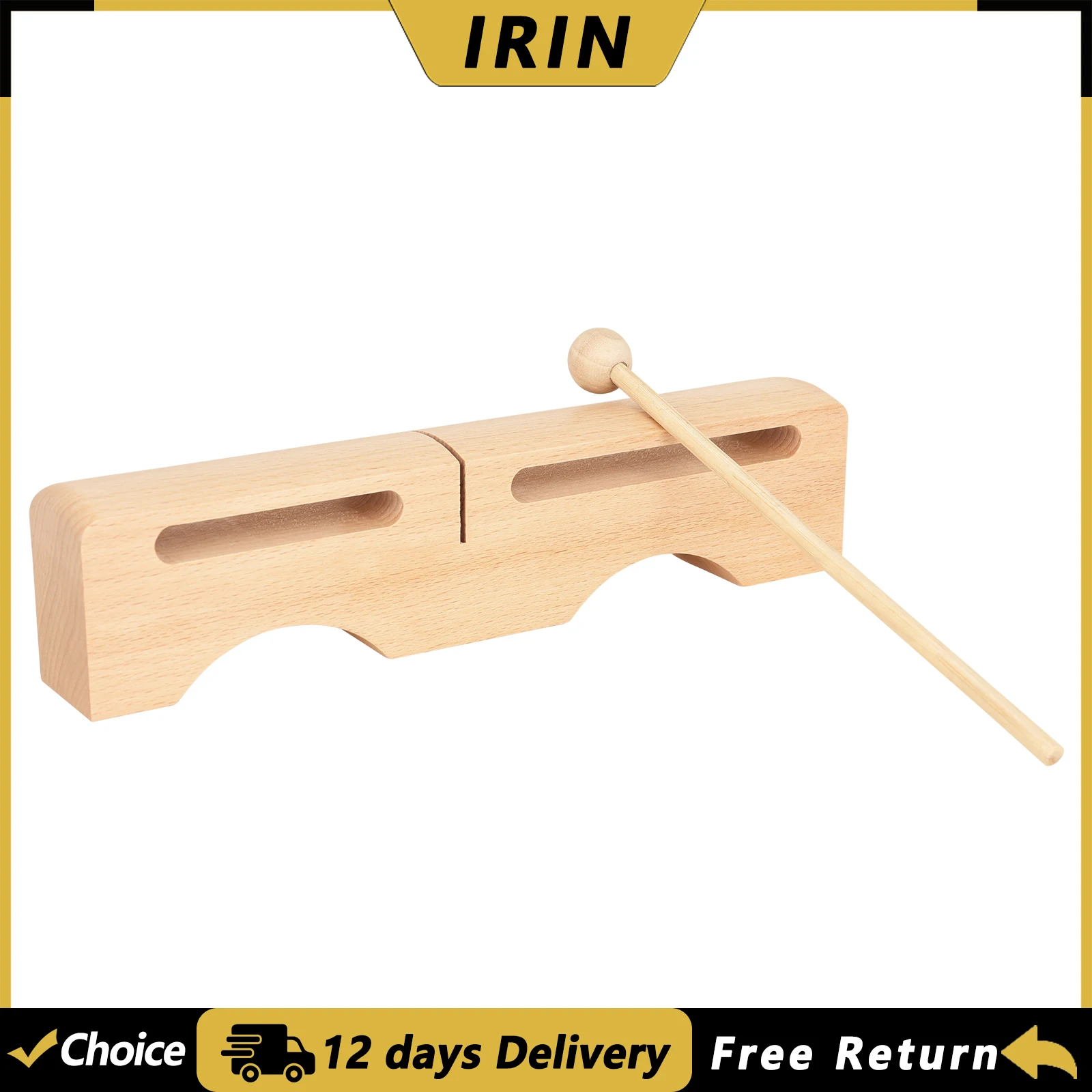 IRIN Double Tone Clapper Wooden High and Low Pitched Clapper Beginner Music Rhythm Training Orff Percussion Instrument