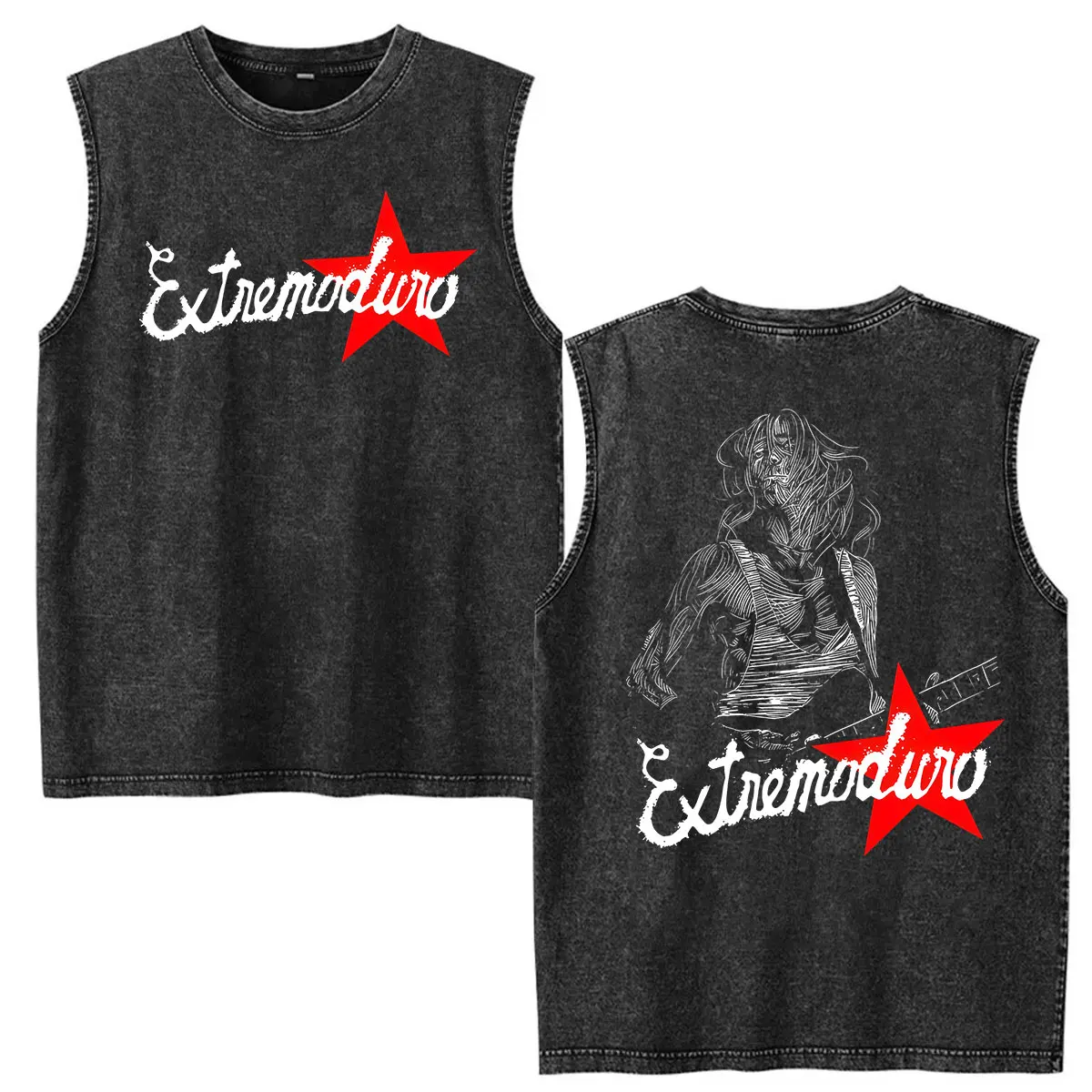 Rockband Extremoduro Album 2026 Washed Vintage T-Shirts Herren Hip-Hop Punk Kleidung T-Shirt Vintage Tanktop Kurzarm-T-Shirts – Detail 3