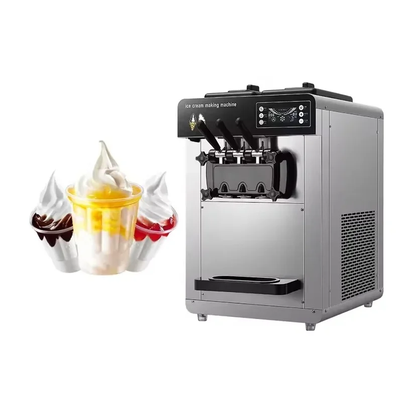 2026 High Productivity Commercial Soft Serve Ice Cream Machine 3-Flavor Stainless Steel for Business Use