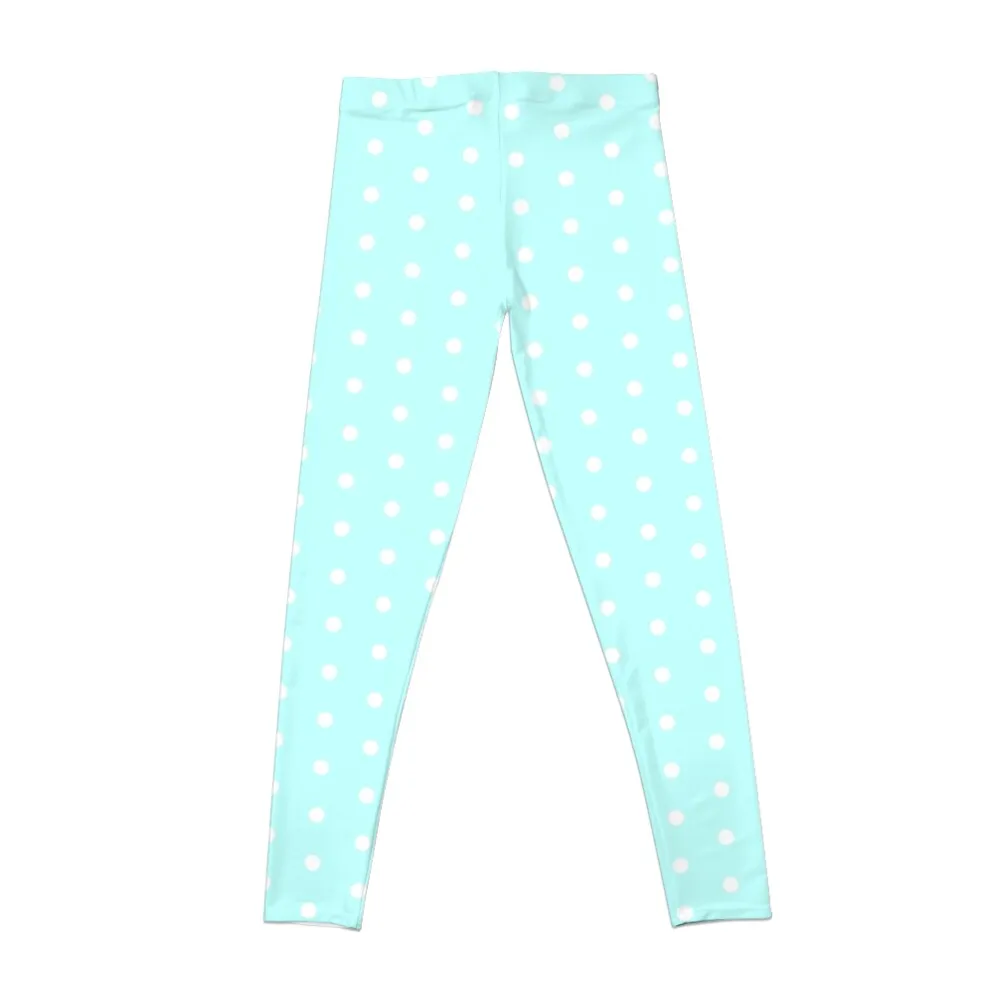 Polka dots in cyan Leggings Sportswear woman gym Sweatpants legging pants raises butt Womens Leggings