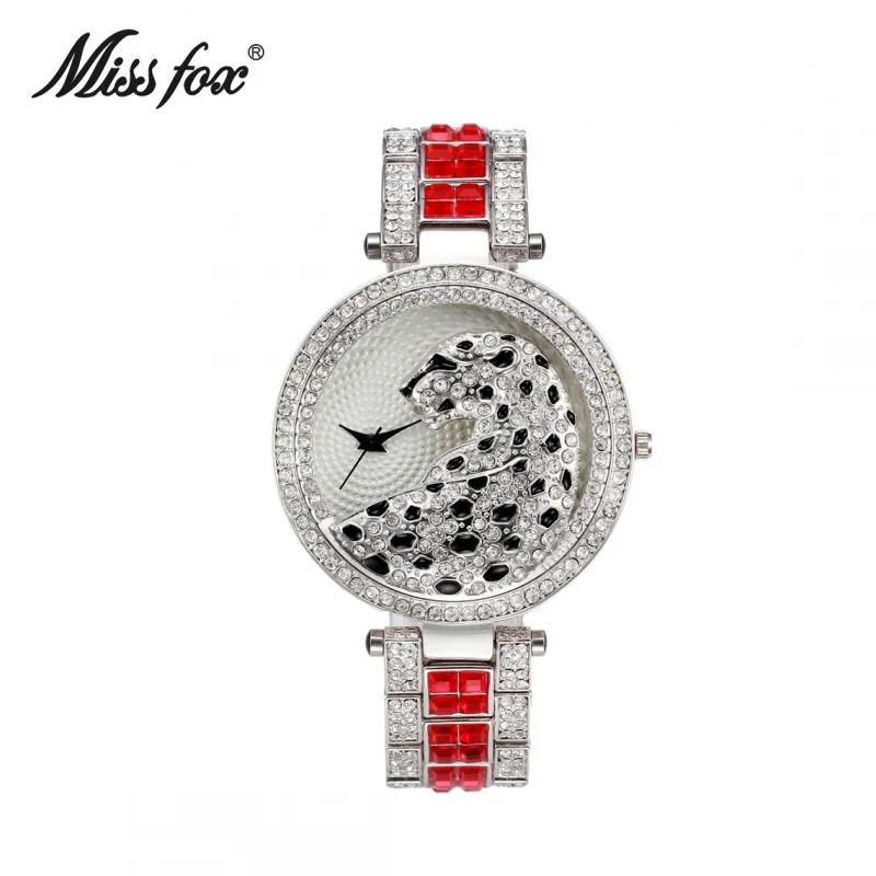 Official brand of free shippingHot Sale Quartz Watch Alloy round Waterproof European Fashion Leopard Full DiamondExquisite women