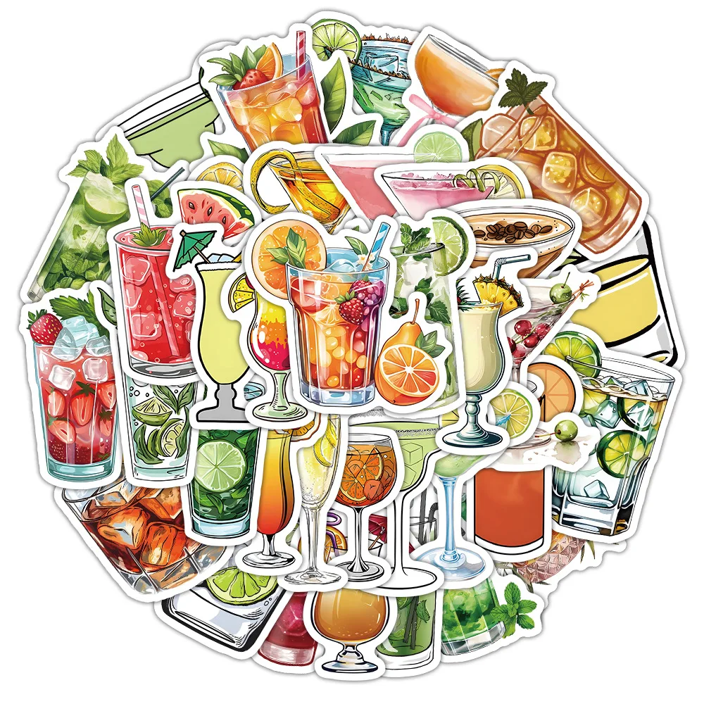 

50 шт. наклеек для коктейлей в стиле граффити, в стиле INS, маленькие, свежие, для декора, мультяшные наклейки для блокнотов