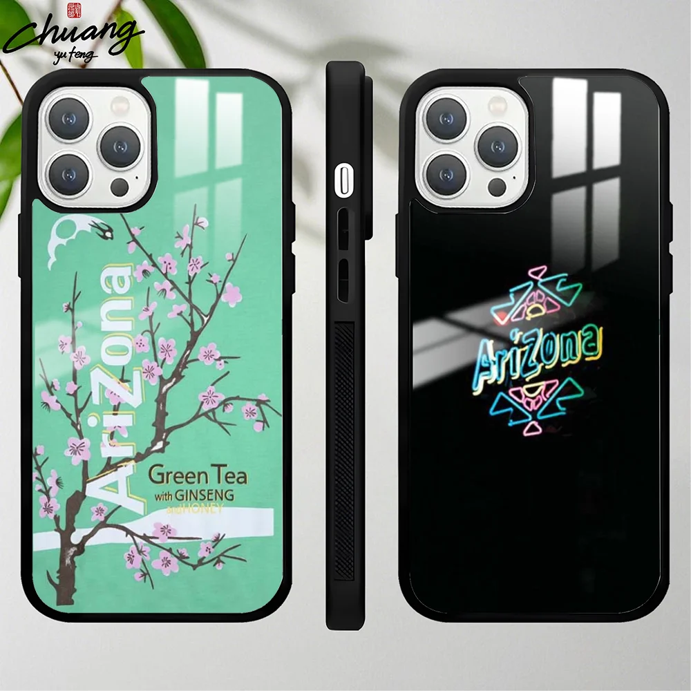 Vaporwave Arizona Iced Tea Aesthetic Phone Case For 11 12 13 14 15 16Pro Max mini Plus Frosted mirror Phone Cover