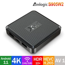 X98Q Android11.0 Smart TV BOX Amlogic S905W2 czterordzeniowy 4K 2.4/5G WiFi 4K AV1 HDR przedrostek telewizji Youtube Netflix VS iATV Q5 Q3 TX3