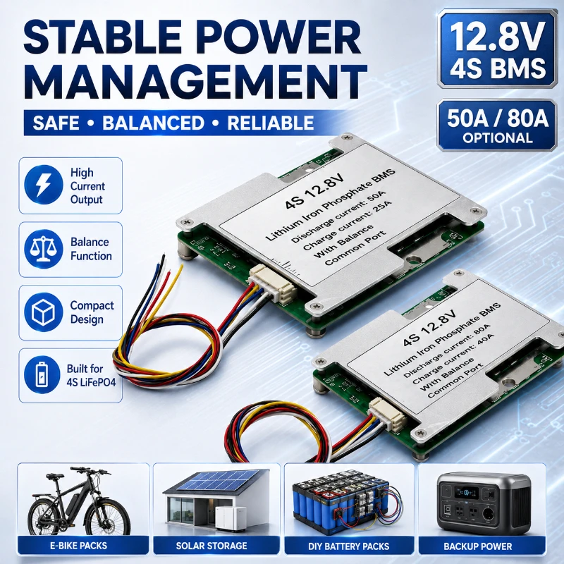 

12.8V Lithium Iron Phosphate Battery Protection Board BMS 4 Series 50A80A800A with Balanced Electric Vehicle Lithium Battery