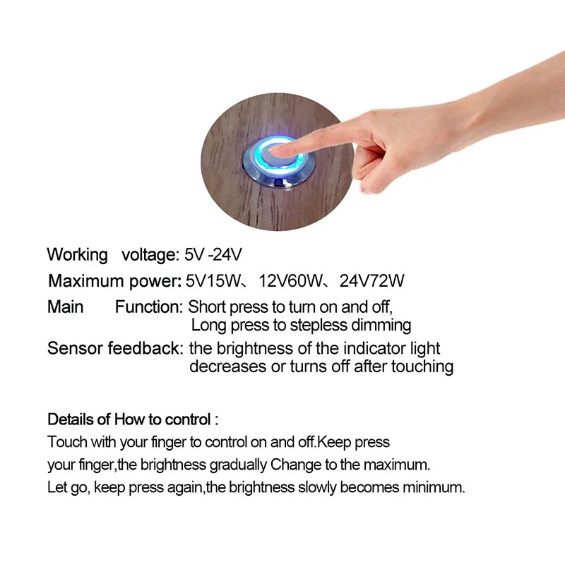 1/2 قطعة Led باهتة 12 فولت مفاتيح اللمس لشريط LED ضوء ستبليس عكس الضوء سطوع تحكم تيار مستمر 5 فولت-24 فولت ضوء باهتة التحكم