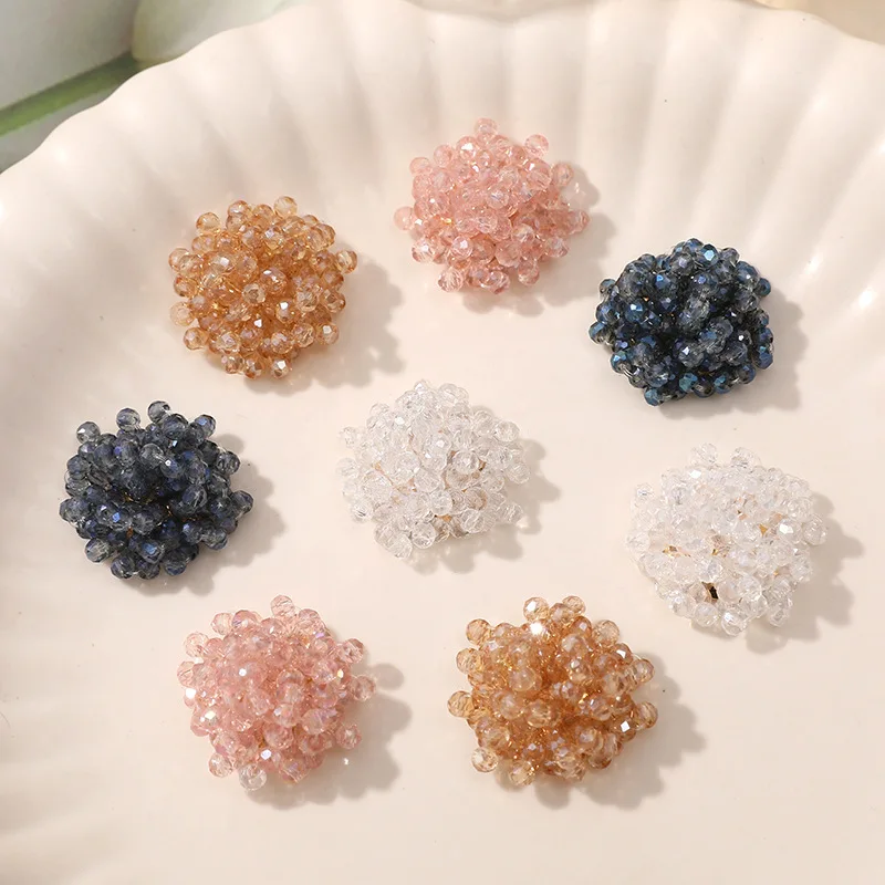 Crystal Beaded Half Round Flower Shoe Charms 1 Piece For Clogs Handmade DIY Korean Fashion Sparkly Lightweight Premium Gift