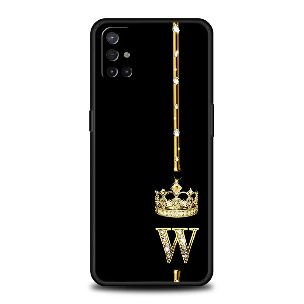 Funda de teléfono para OnePlus 12, 11, 10, 9 Pro, 9T, 12R, 10R, 9R, 9RT, 10T, 8T, 8, 7, 6T, 7T, Nord 2T, CE 2, 5G, N10, letras de corona de diamante